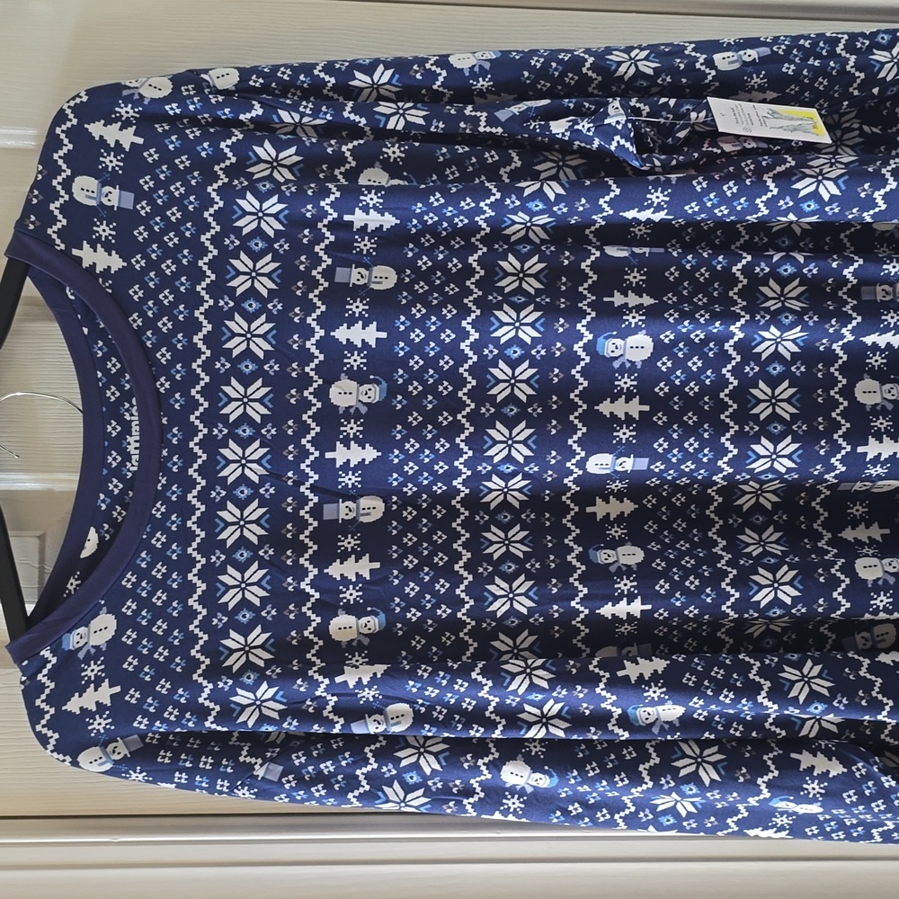 JAMMIES FOR FAMILIES MEN'S BIG & TALL BLUE & WHITE HOLIDAY PAJAMAS SET SIZE 4XB